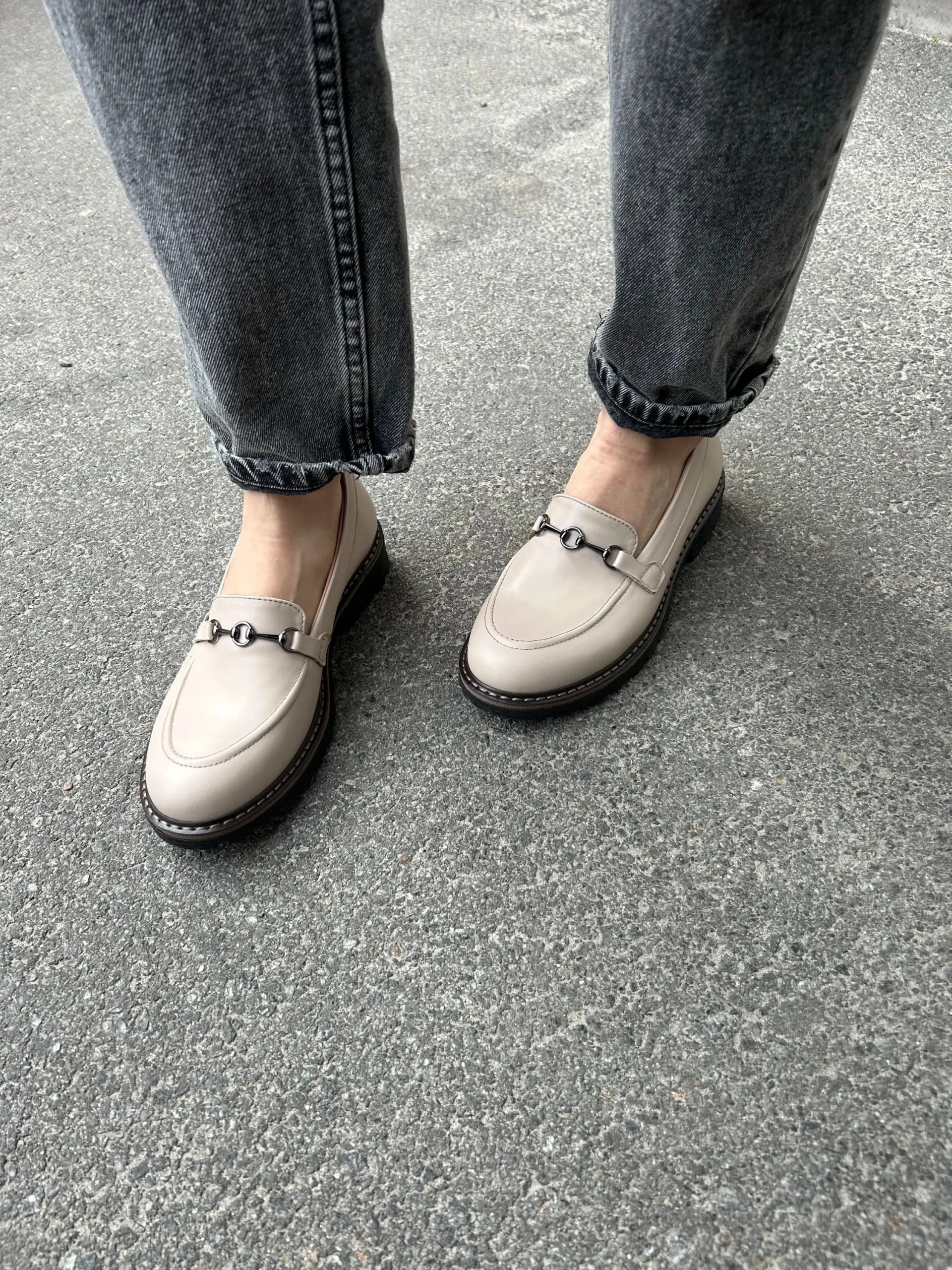 Women Creamy Beige Penny Loafers, Tan Loafer Shoes
