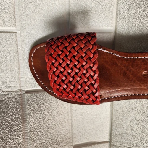 Women’s Terracotta Braided Moroccan Leather Slides
