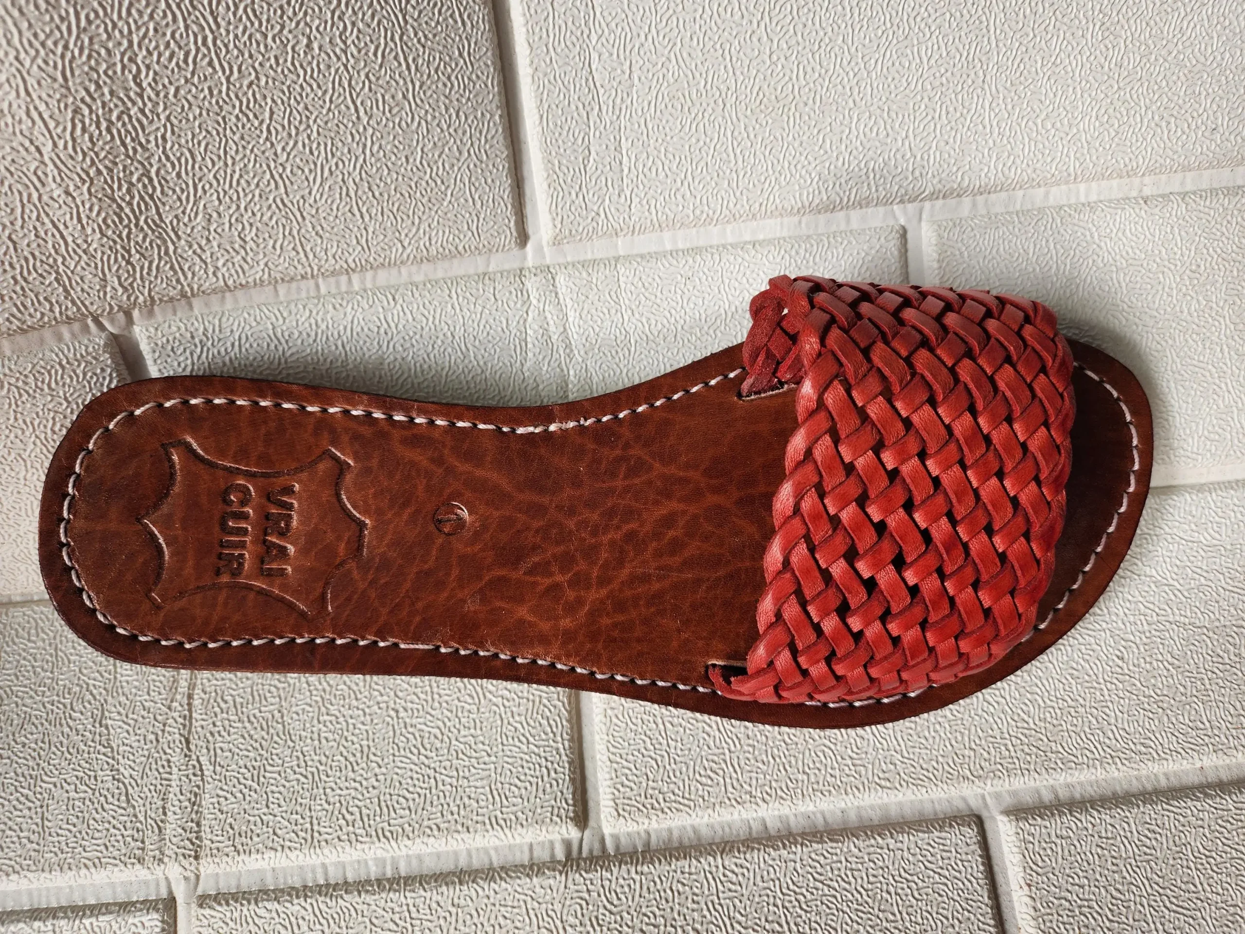 Women’s Terracotta Braided Moroccan Leather Slides