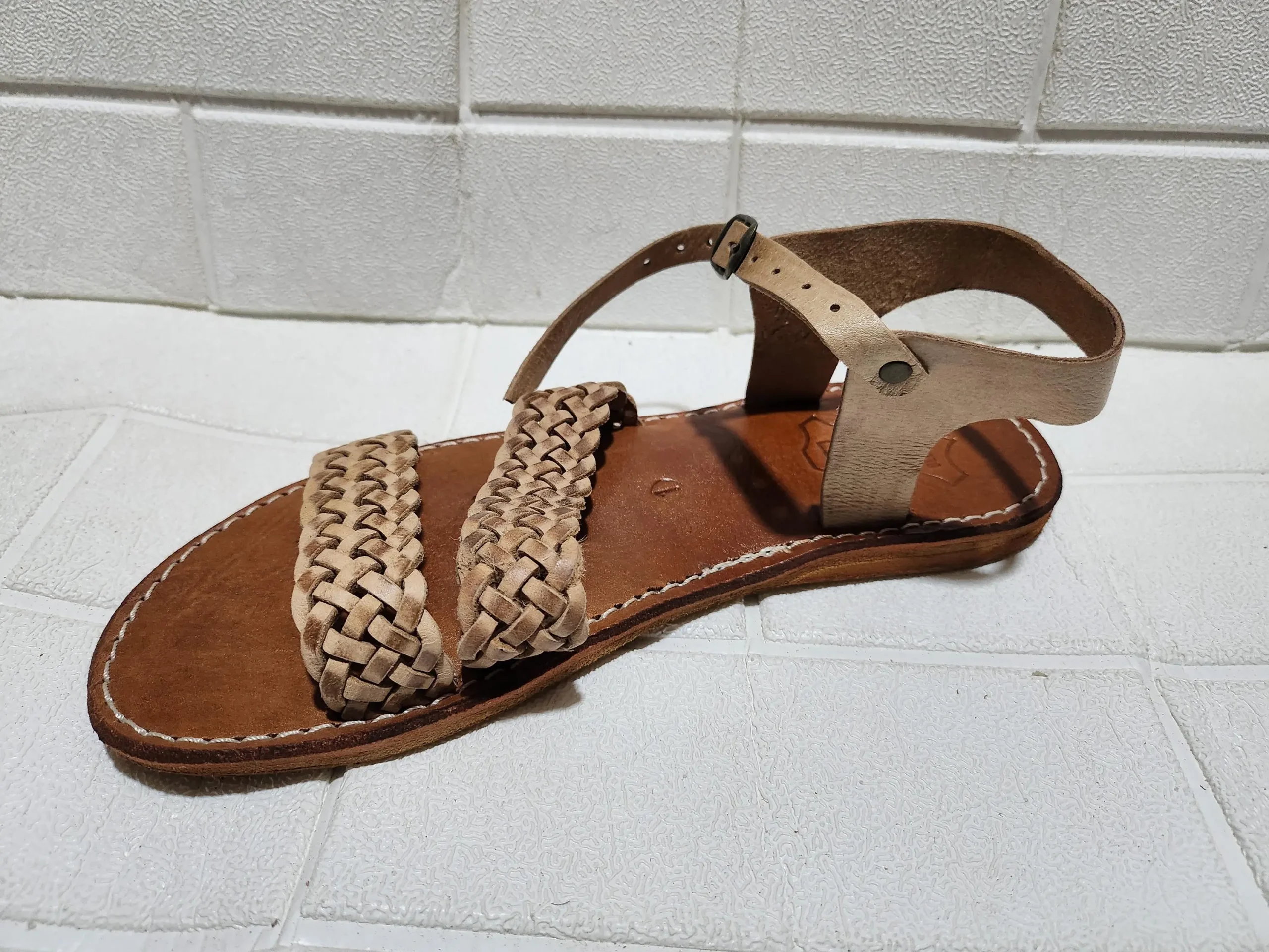 Women’s Tan Braided Moroccan Leather Sandals
