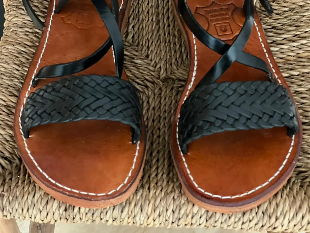 Black Braided Moroccan Handmade Leather Strap Sandals