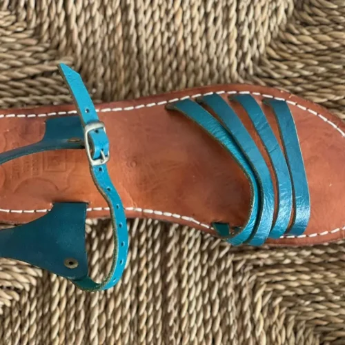 Women’s Blue Strappy Moroccan Leather Sandals