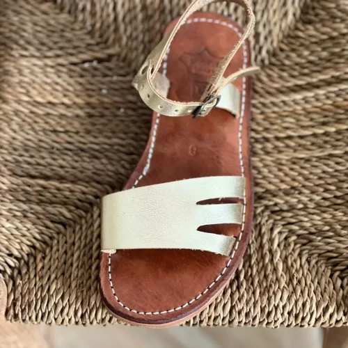 Women’s Blond Moroccan Handmade Leather Flat Sandals